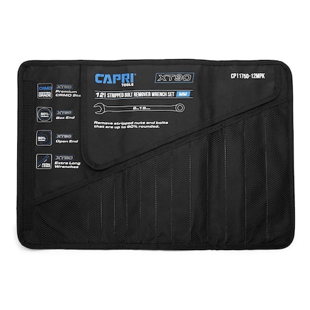 Capri Tools Wrench Roll Up Pouch for Extra-Long Wrenches, Metric, 12 Pockets CP11750-12M-POUCH